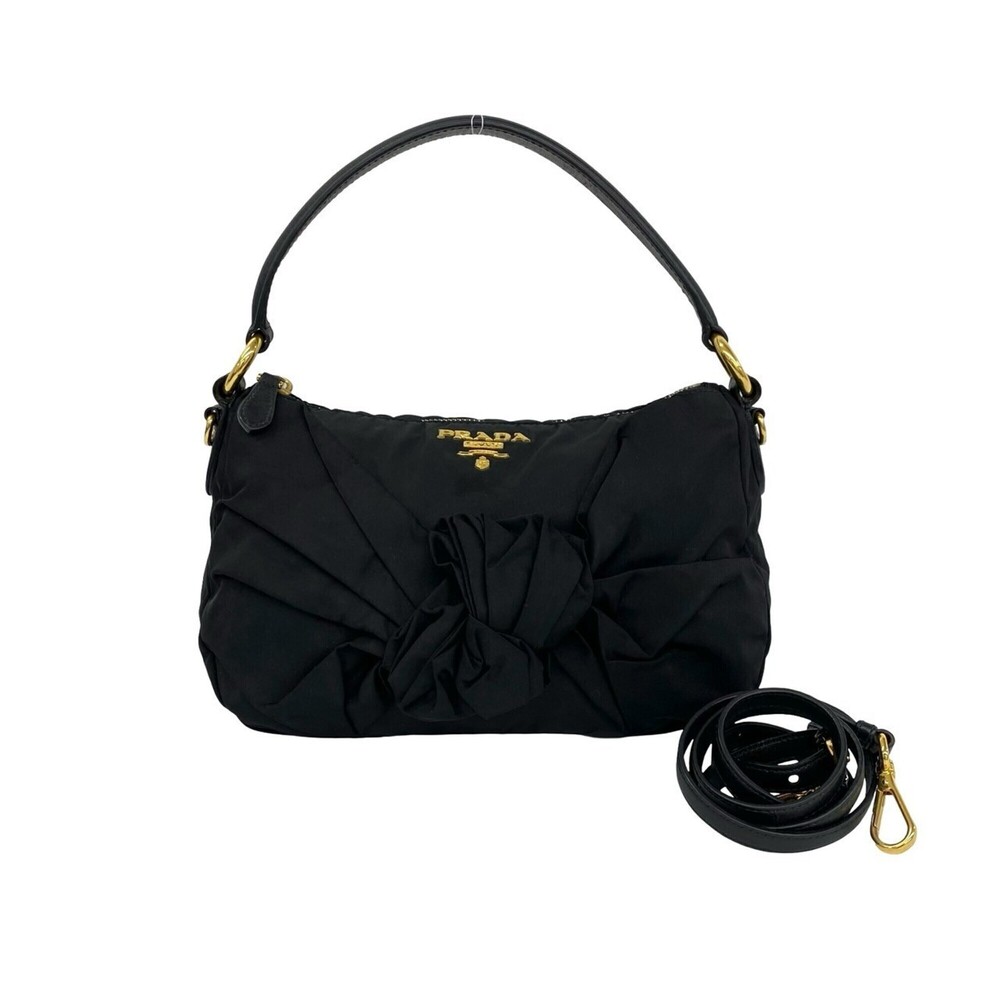 PRADA Prada logo hardware Tessuto Pocono nylon leather genuine 2-way shoulder...